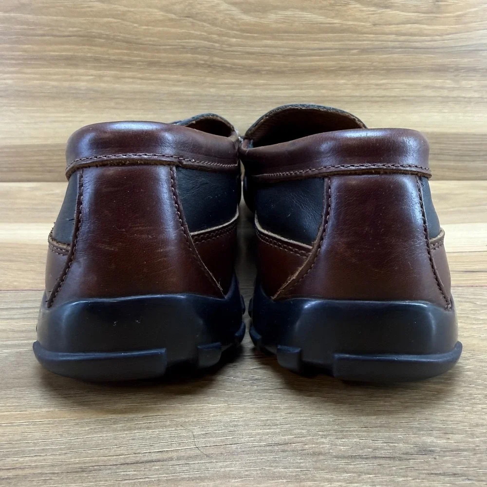 Allen Edmonds Boulder Loafers Mens 9 D Black Brown Leather Moc Toe Casual